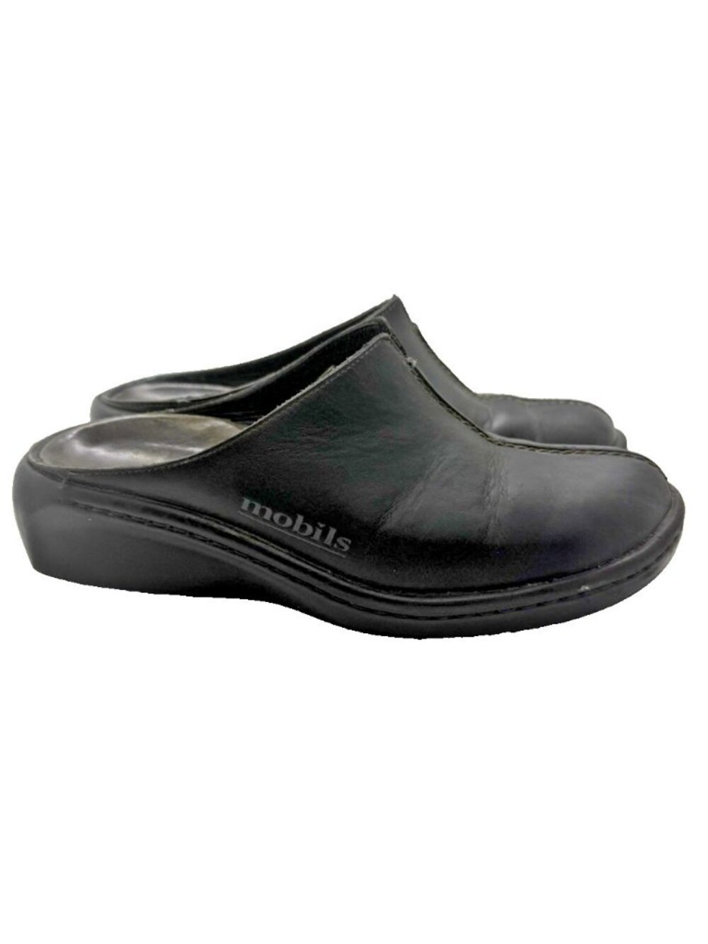 Mephisto Mobils Mules EUR 36 US 6 Black Leather Open Back Slip On Clogs Shoes